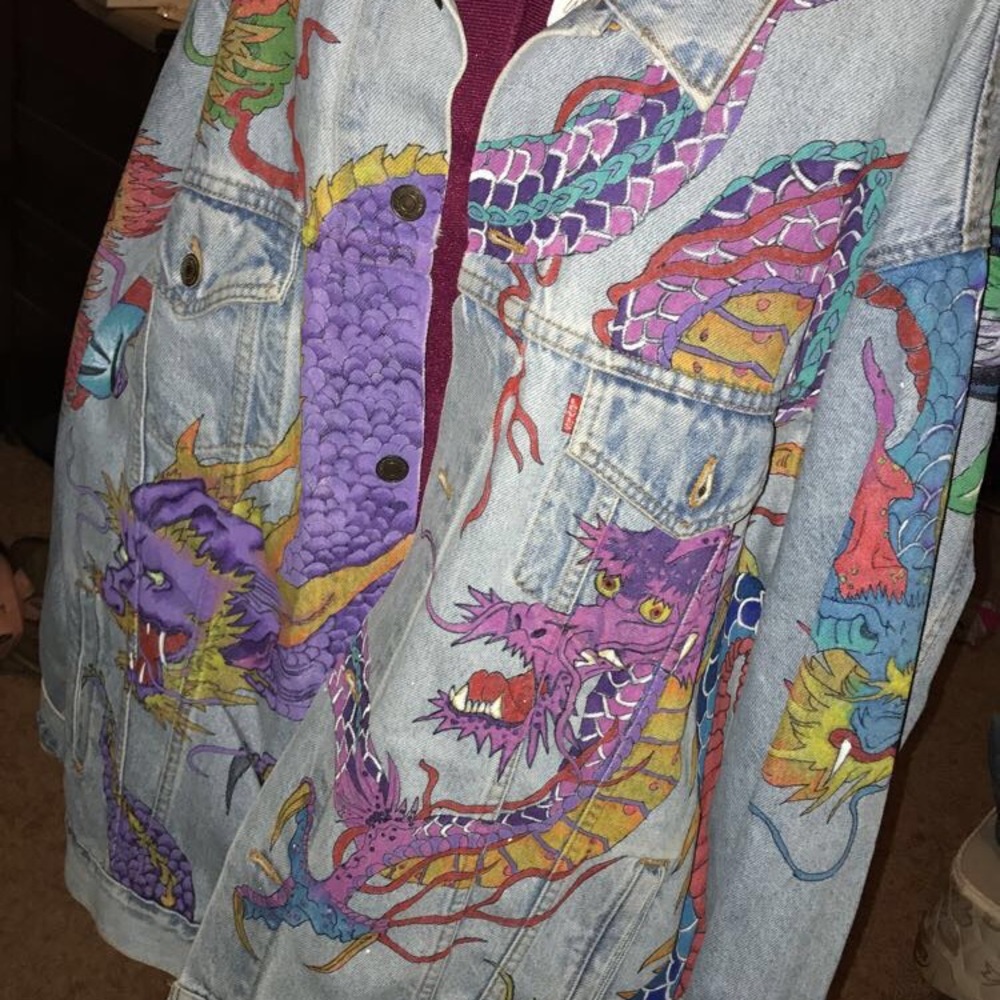Custom Hand Painted Oversized Denim Jacket - Picture 6 of 7